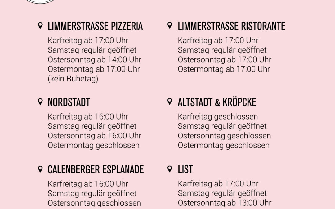 Oster-Öffnungszeiten